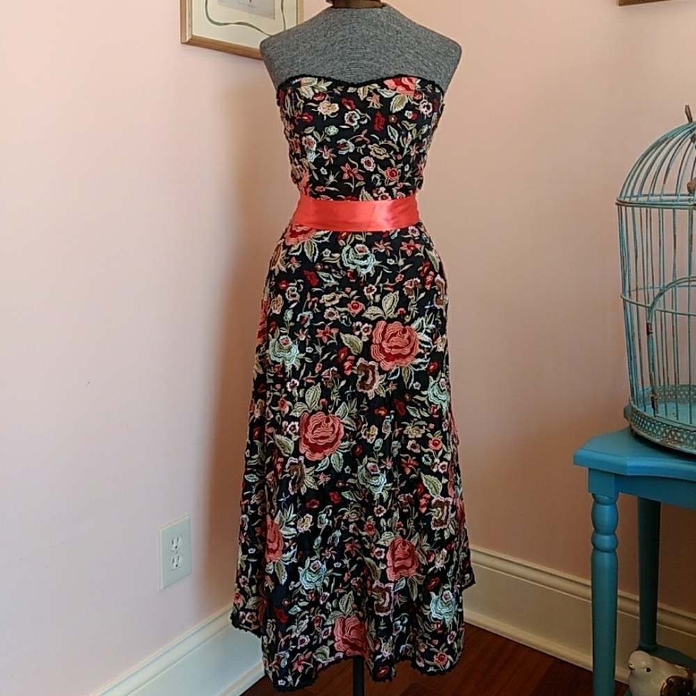 Embroidered Silk Dress by ECI New York